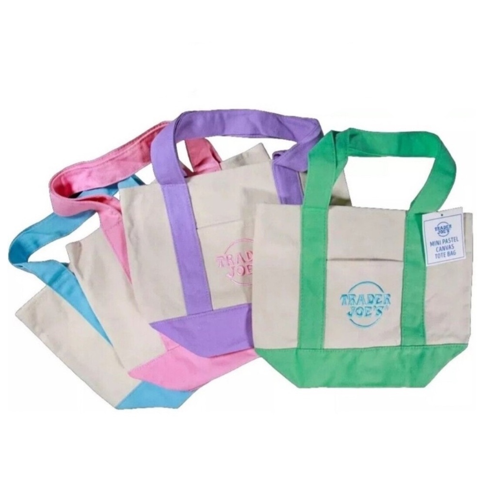 Mini Tote Bag Set - Green, Pink, Blue